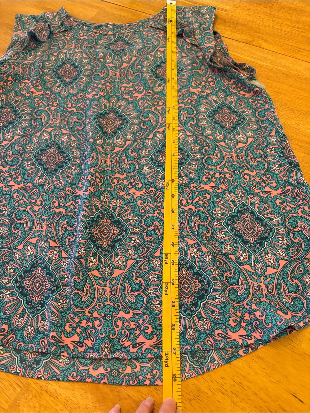LOFT Teal and Pink Paisley Flutter-Sleeve Tank - Picture 10 of 11